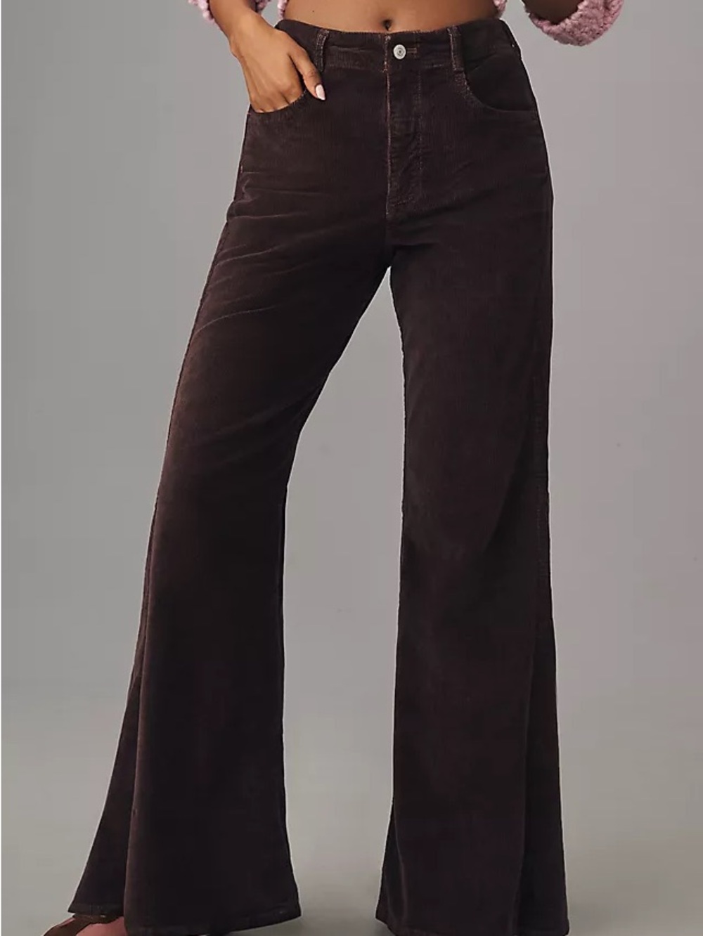 Anthropologie Adi Corduroy Mid Rise Brown Flare pants jeans size 27